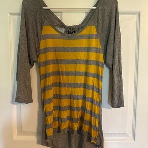 Love Asymmetrical Gray and Yellow Raglan Tunic